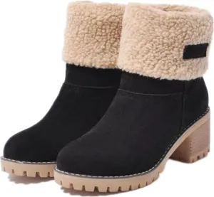 Ladmiple Winter Boots For Women Fashion Mid Calf Snow Boots Fur Lined Warm Comfortable Slip On Short Ankle Booties 2024
