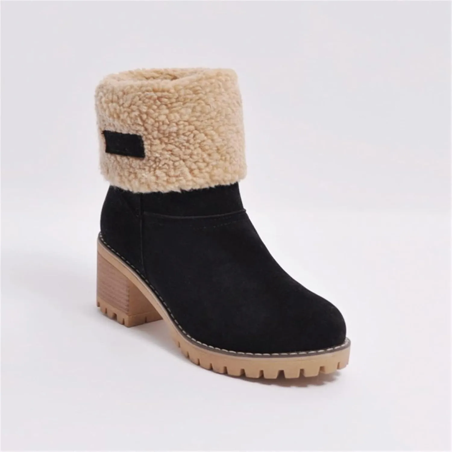 Ladmiple Winter Boots For Women Fashion Mid Calf Snow Boots Fur Lined Warm Comfortable Slip On Short Ankle Booties 2024