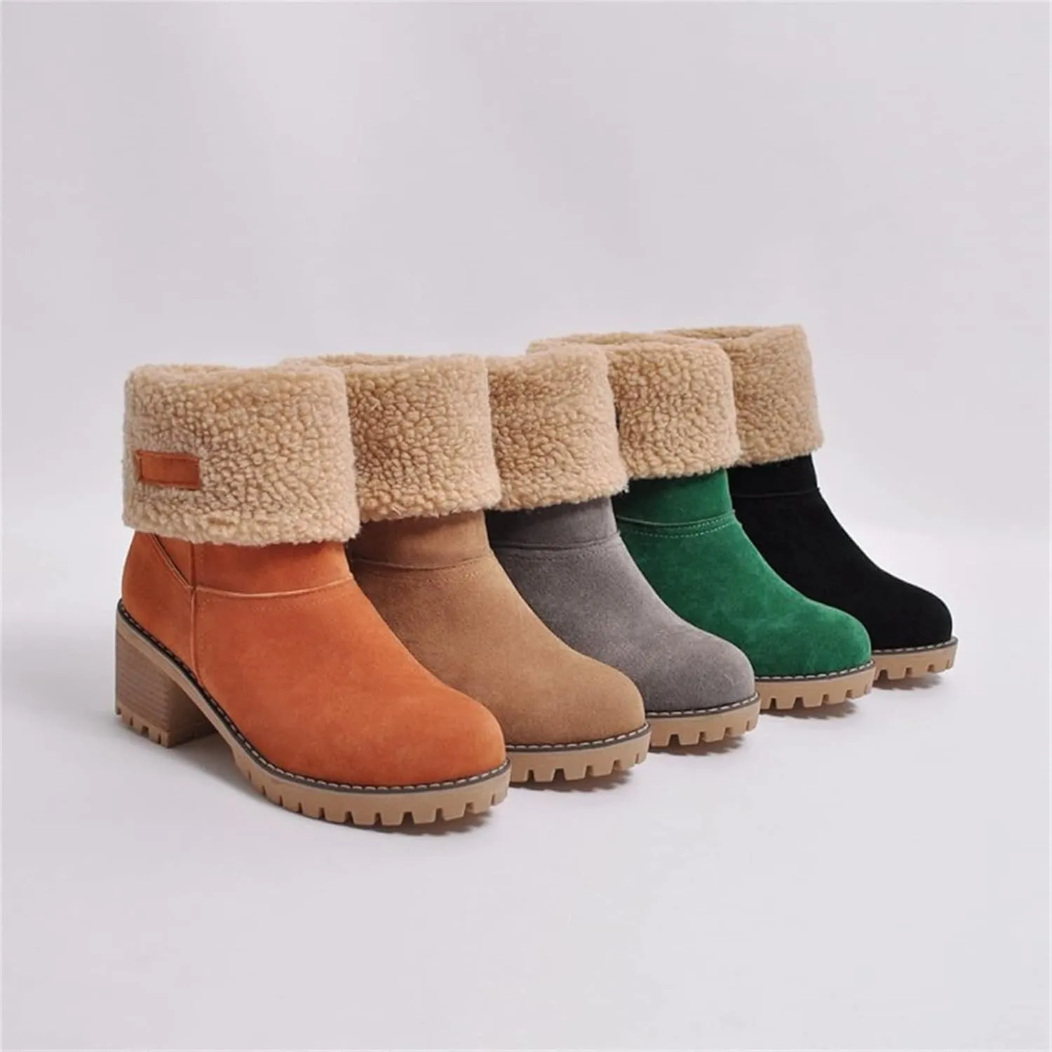 Ladmiple Winter Boots For Women Fashion Mid Calf Snow Boots Fur Lined Warm Comfortable Slip On Short Ankle Booties 2024