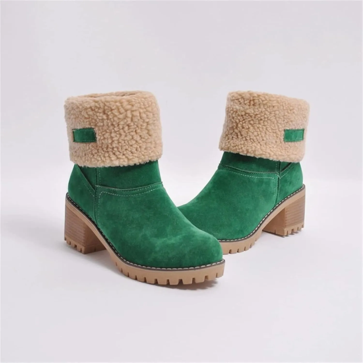 Ladmiple Winter Boots For Women Fashion Mid Calf Snow Boots Fur Lined Warm Comfortable Slip On Short Ankle Booties 2024