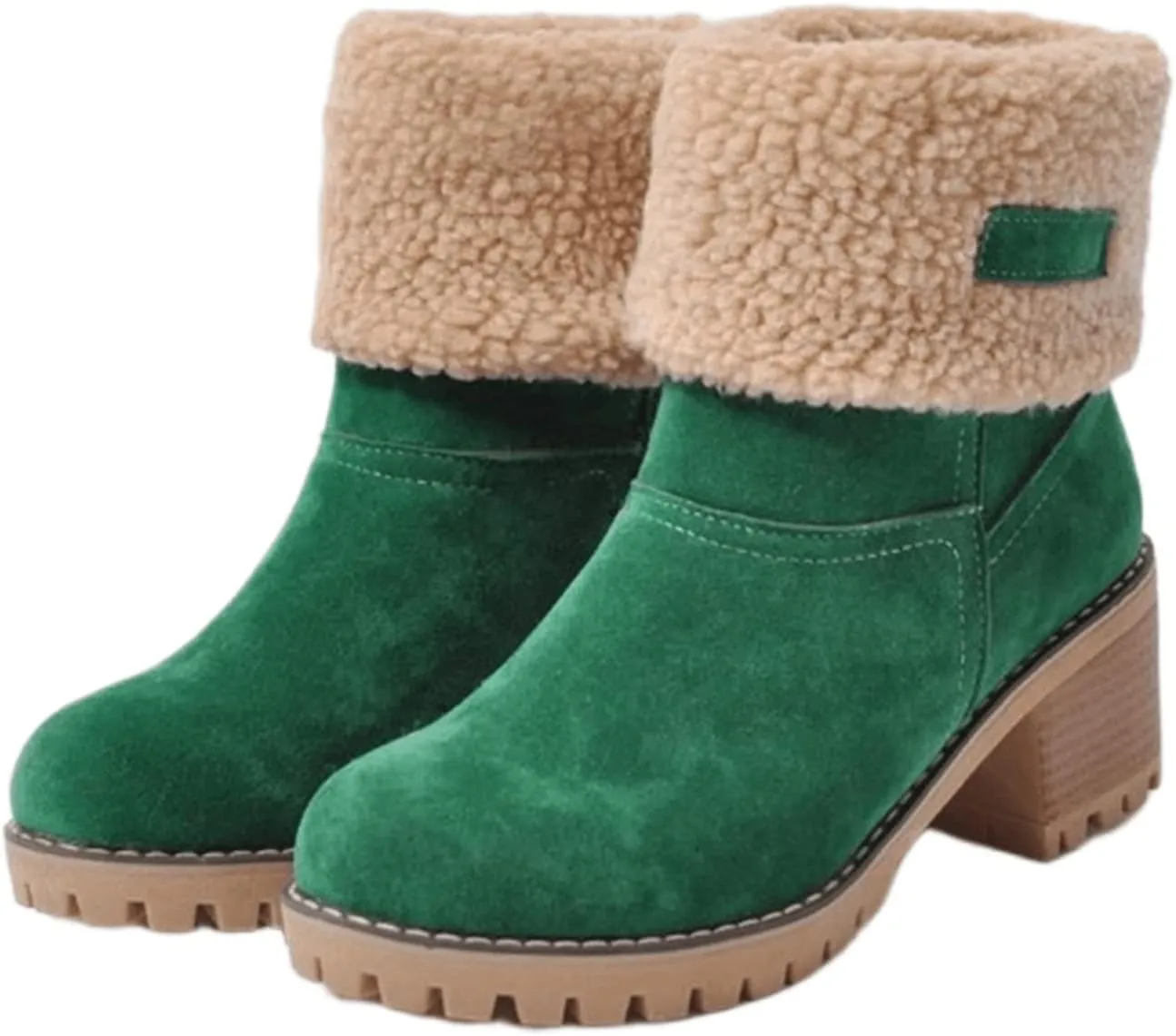 Ladmiple Winter Boots For Women Fashion Mid Calf Snow Boots Fur Lined Warm Comfortable Slip On Short Ankle Booties 2024