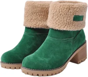 Ladmiple Winter Boots For Women Fashion Snow Boots Ankle Short Boots Slip On Outdoor Mid Calf Booties Fur Lined Warm Shoes