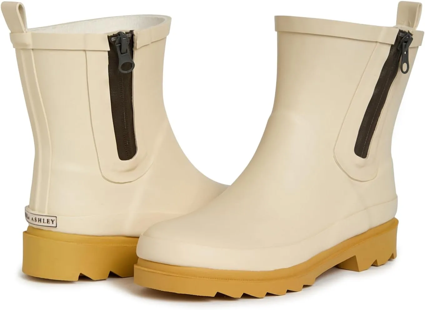 Laura Ashley Women's Rain Boots, Mid Cut Rubber Rain Boots for Women - Waterproof Ankle Boots with Side Zipper