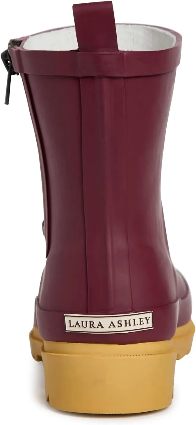 Laura Ashley Women's Rain Boots, Mid Cut Rubber Rain Boots for Women - Waterproof Ankle Boots with Side Zipper