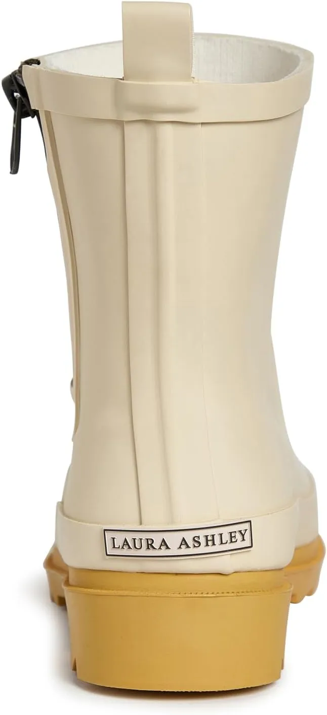Laura Ashley Women's Rain Boots, Mid Cut Rubber Rain Boots for Women - Waterproof Ankle Boots with Side Zipper