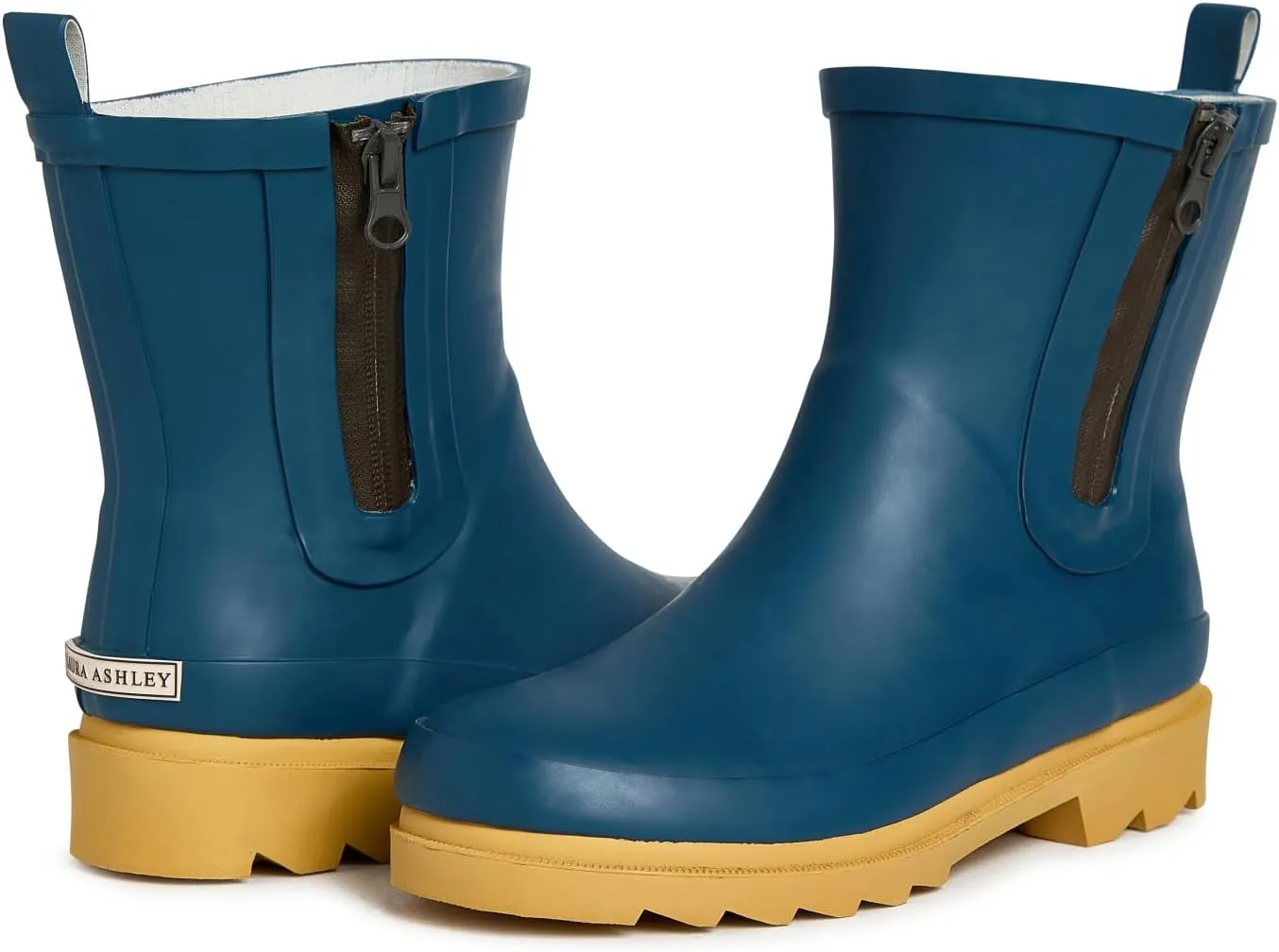 Laura Ashley Women's Rain Boots, Mid Cut Rubber Rain Boots for Women - Waterproof Ankle Boots with Side Zipper