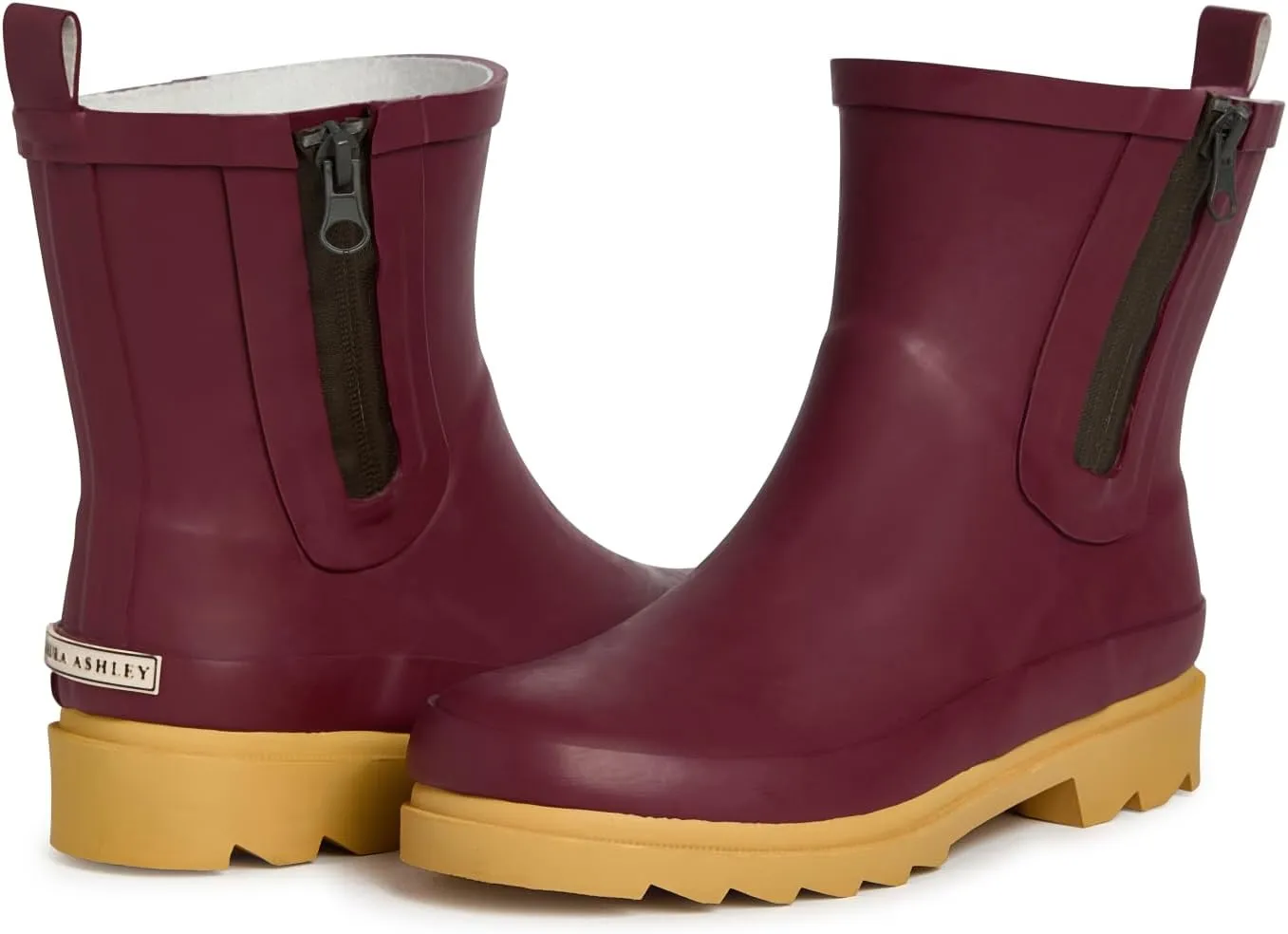 Laura Ashley Women's Rain Boots, Mid Cut Rubber Rain Boots for Women - Waterproof Ankle Boots with Side Zipper