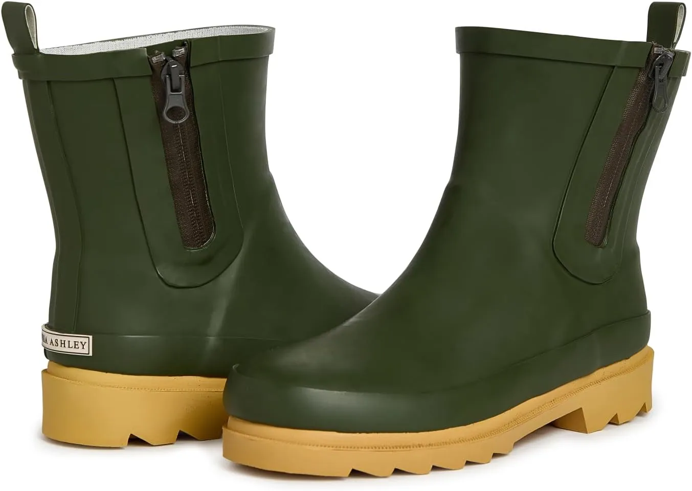 Laura Ashley Women's Rain Boots, Mid Cut Rubber Rain Boots for Women - Waterproof Ankle Boots with Side Zipper