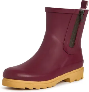 Laura Ashley Women's Rain Boots, Mid Cut Rubber Rain Boots for Women - Waterproof Ankle Boots with Side Zipper