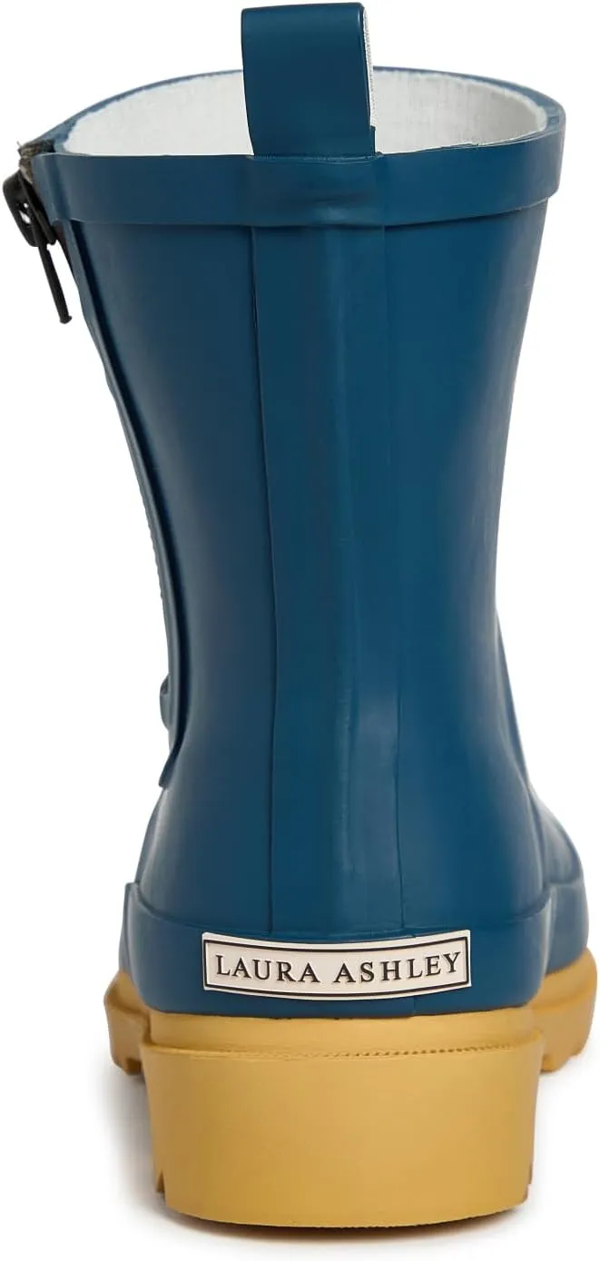 Laura Ashley Women's Rain Boots, Mid Cut Rubber Rain Boots for Women - Waterproof Ankle Boots with Side Zipper