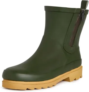 Laura Ashley Women's Rain Boots, Mid Cut Rubber Rain Boots for Women - Waterproof Ankle Boots with Side Zipper