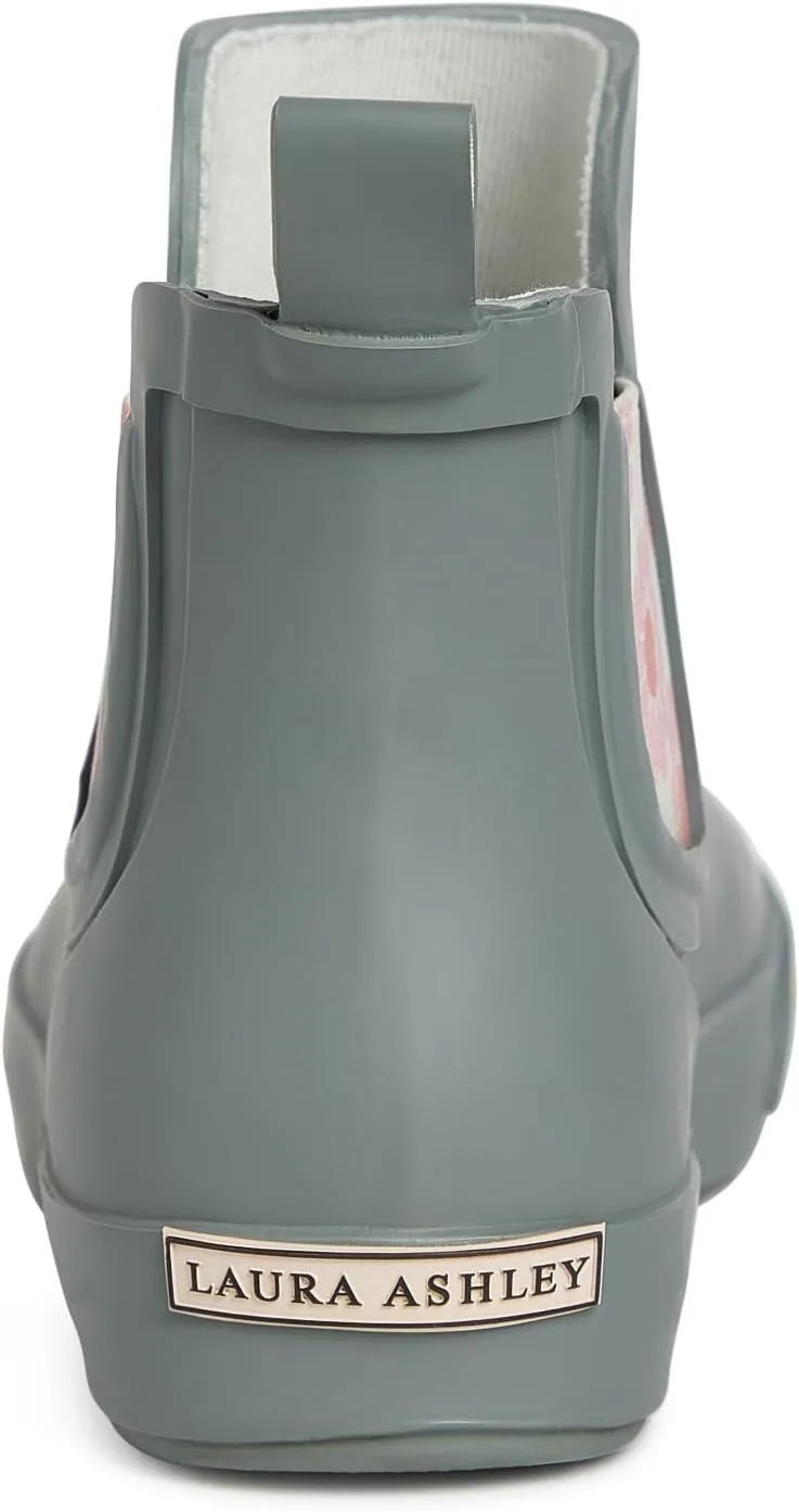 Laura Ashley Women's Rain Boots, Mid Cut Rubber Rain Boots for Women - Waterproof Flat Heeled Ankle Boots for Ladies
