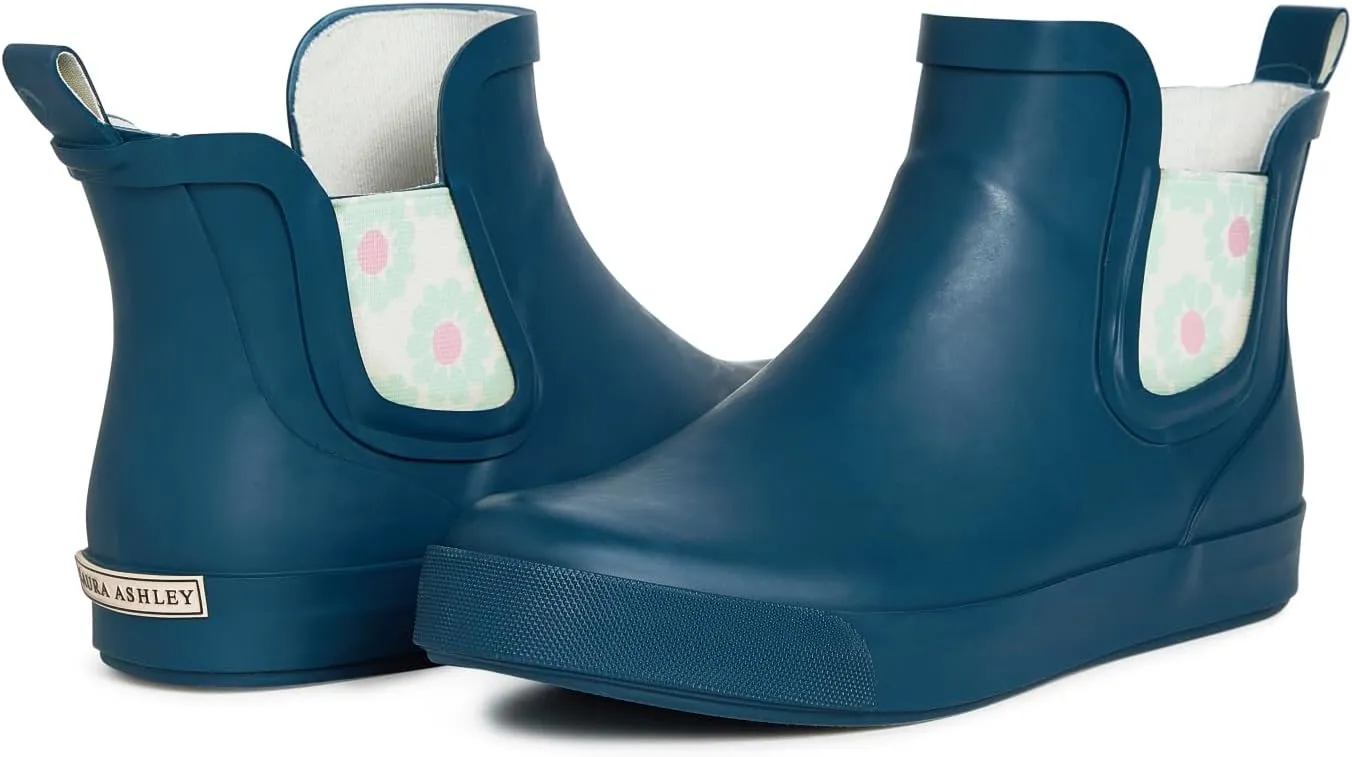 Laura Ashley Women's Rain Boots, Mid Cut Rubber Rain Boots for Women - Waterproof Flat Heeled Ankle Boots for Ladies