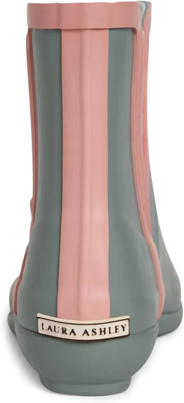 Laura Ashley Women's Rain Boots, Mid Cut Rubber Rain Boots for Women - Waterproof Flat Heeled Ankle Boots for Ladies