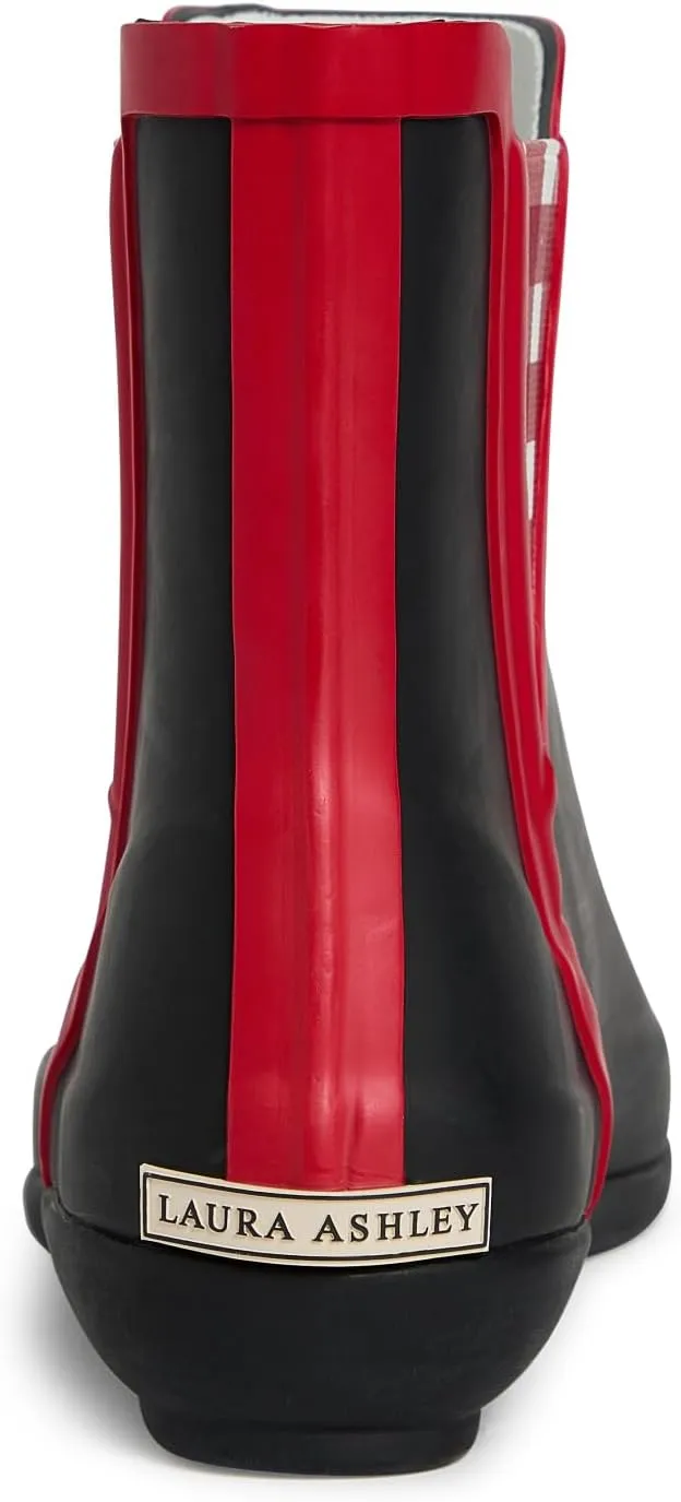 Laura Ashley Women's Rain Boots, Mid Cut Rubber Rain Boots for Women - Waterproof Flat Heeled Ankle Boots for Ladies