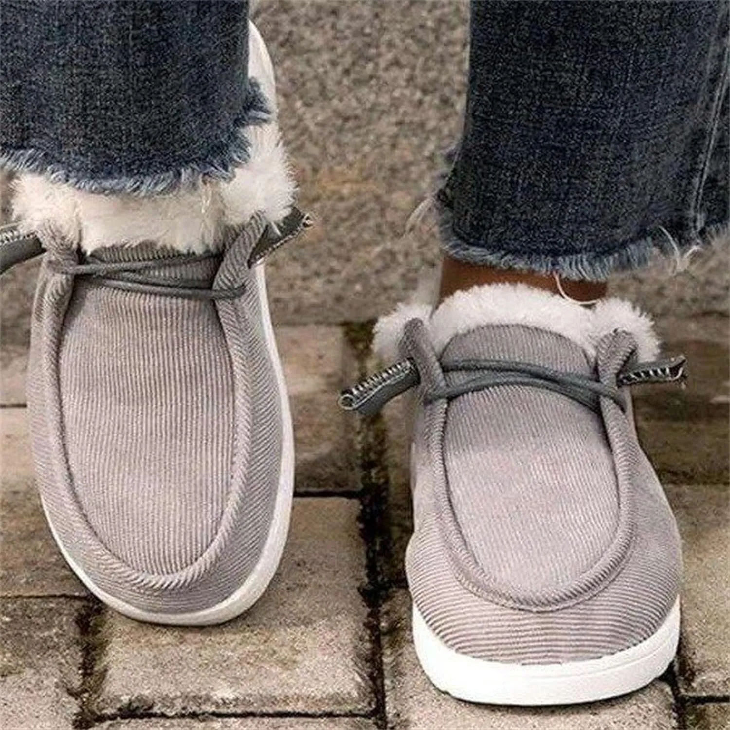 Lausiuoe Cute Winter Boots For Women Fashion Warm Snow Fuzzy Ankle Booties Silp On Comfortable Casual Fur Lined Loafers Shoes
