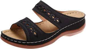 Lausiuoe Sandals Women Dressy Summer Flat Flip Flops Comfortable Walking Orthopedic Slippers Arch Support Orthotic Slides