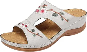 Lausiuoe Sandals Women Dressy Summer Flat Flip Flops Comfortable Walking Orthopedic Slippers Arch Support Orthotic Slides