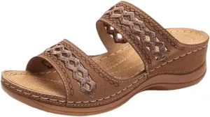 Lausiuoe Sandals Women Dressy Summer Flat Flip Flops Comfortable Walking Orthopedic Slippers Arch Support Orthotic Slides