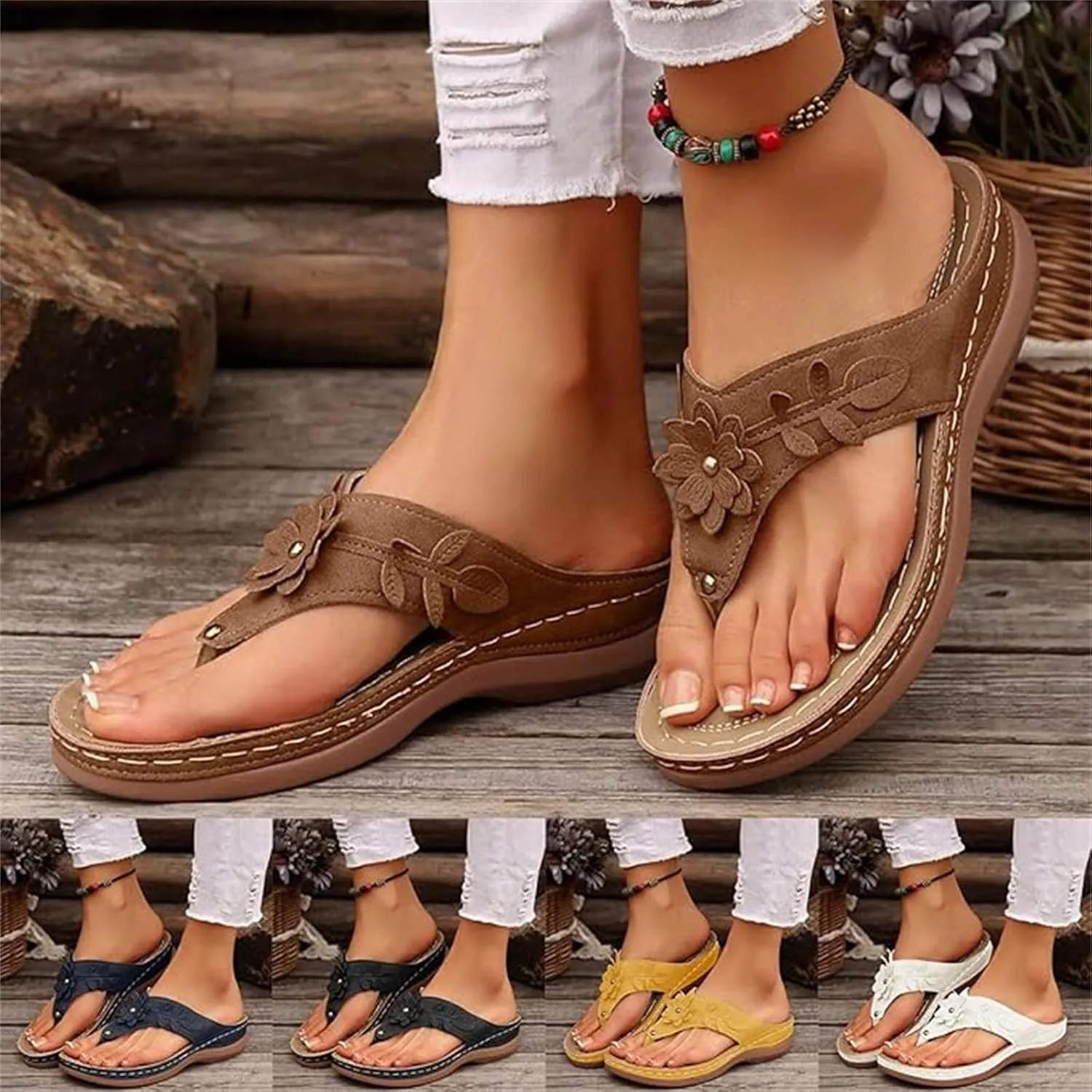 Lausiuoe Sandals Women Dressy Wedge Sandals Comfortable Walking Orthotic Arch Support Summer Orthopedic Thong Flip Flops 2025