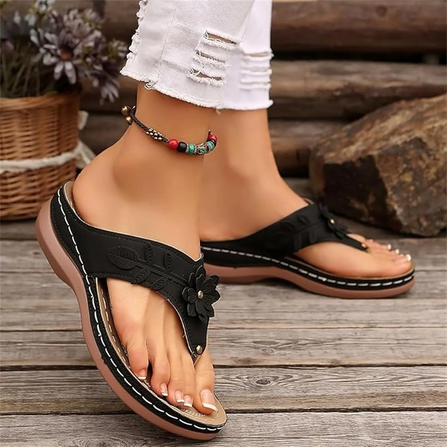 Lausiuoe Sandals Women Dressy Wedge Sandals Comfortable Walking Orthotic Arch Support Summer Orthopedic Thong Flip Flops 2025