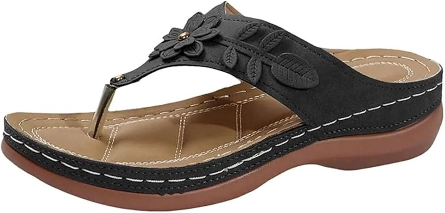Lausiuoe Sandals Women Dressy Wedge Sandals Comfortable Walking Orthotic Arch Support Summer Orthopedic Thong Flip Flops 2025