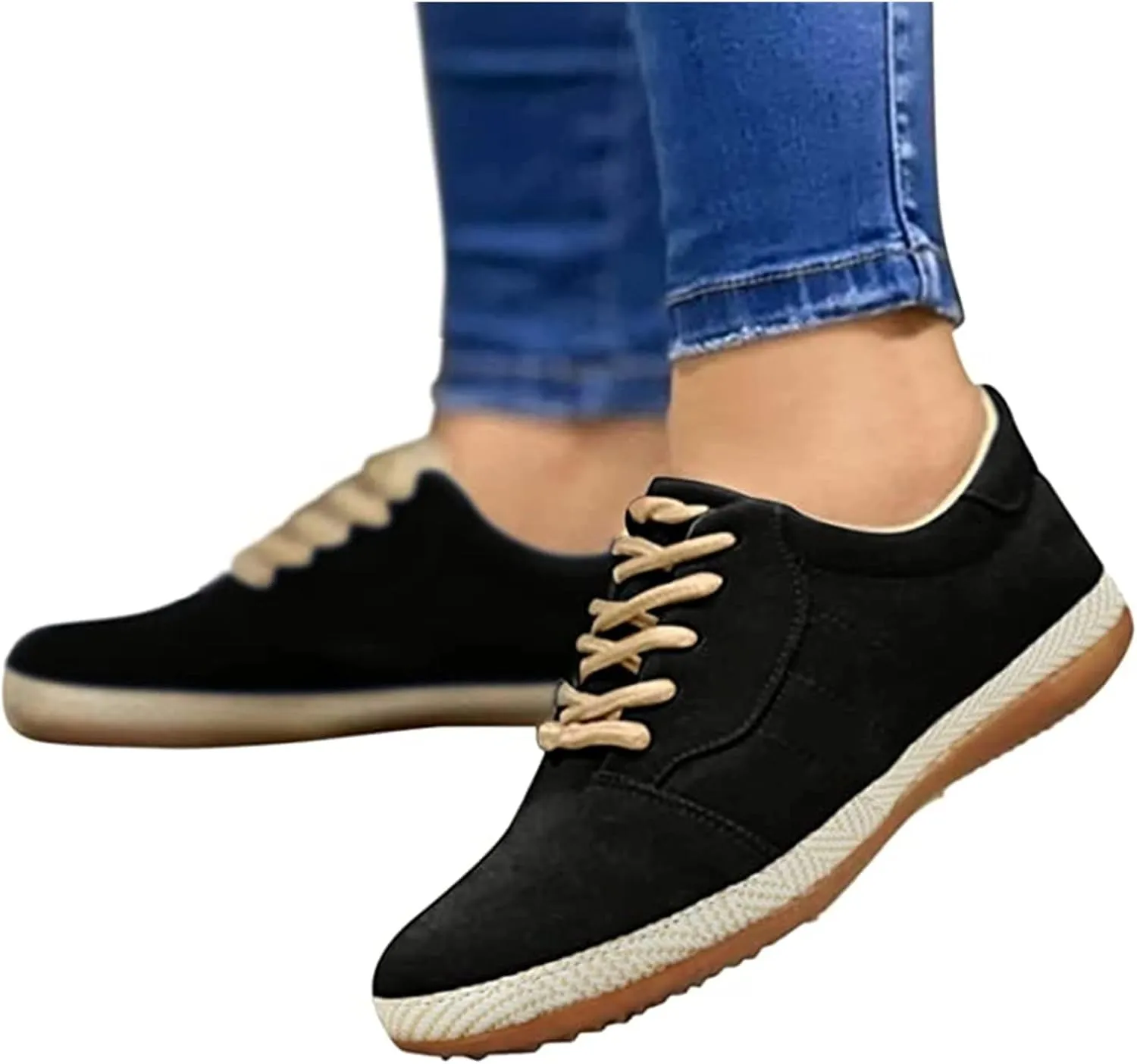 Lausiuoe Sneakers for Women Trendy 2024 Comfortable Casual Fashion Walking Canvas Shoes Classic Soft Slip On Flat Loafers