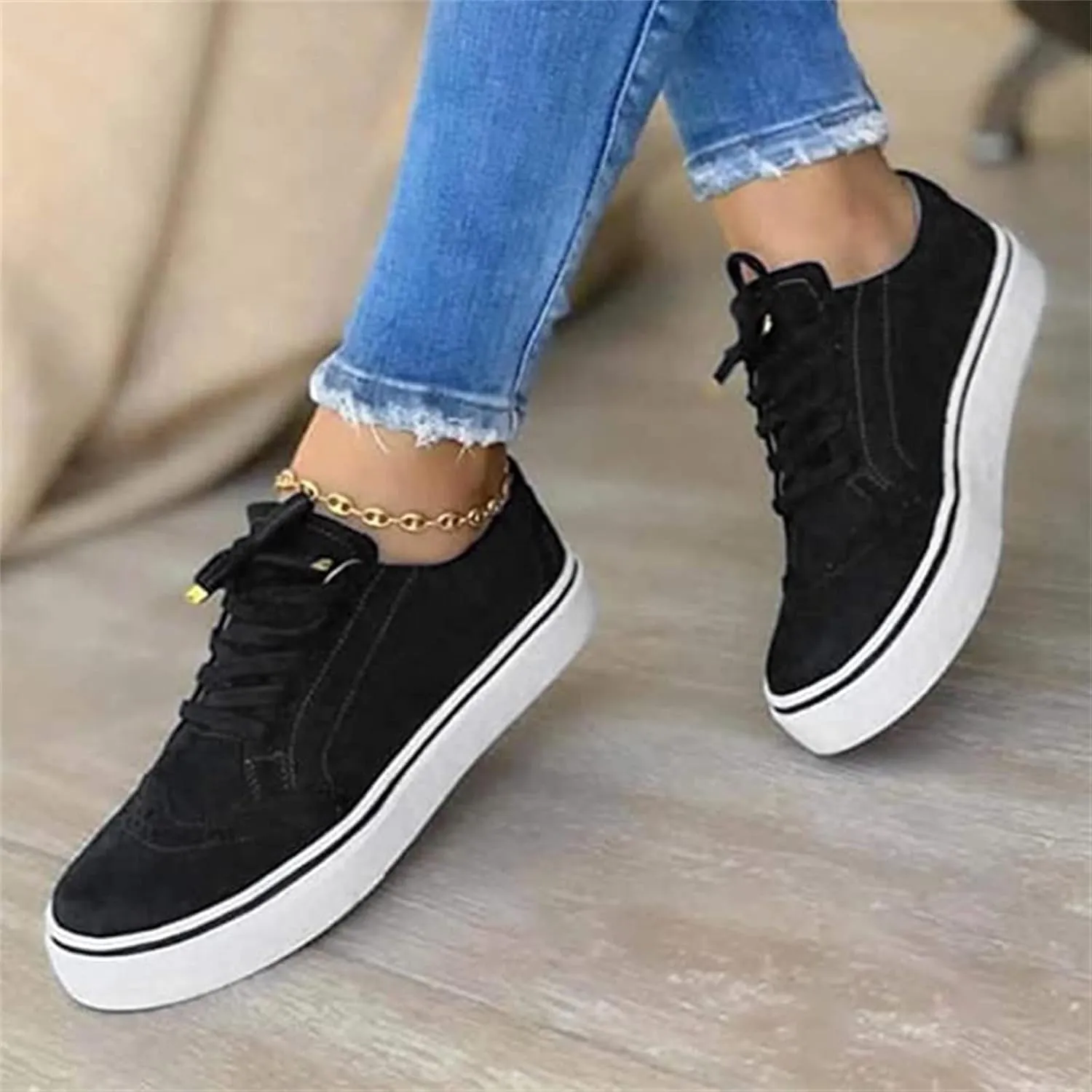 Lausiuoe Sneakers for Women Trendy 2024 Fashion Canvas Shoes Lightweight Casual Comfortable Slip On Walking Flat Loafers
