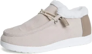 Lausiuoe Snow Boots For Women Cute Wide Calf Ankle Booties Slip On Comfort Winter Fuzzy Fashion Casual Walking Shoes Loafers