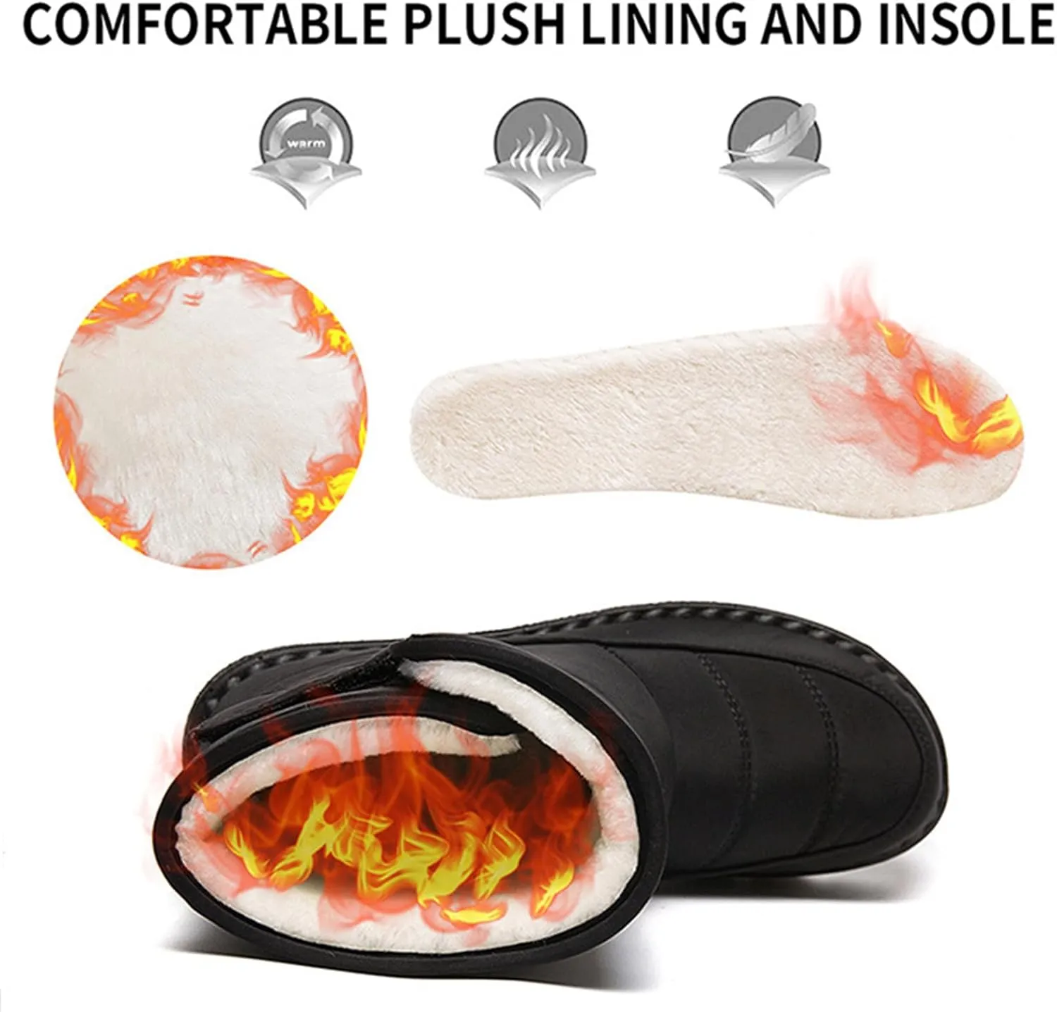 Lausiuoe Snow Boots For Women Waterproof Insulated Wide Width Winter Warm Fur Lined Ankle Booties Outdoor Walking Shoes