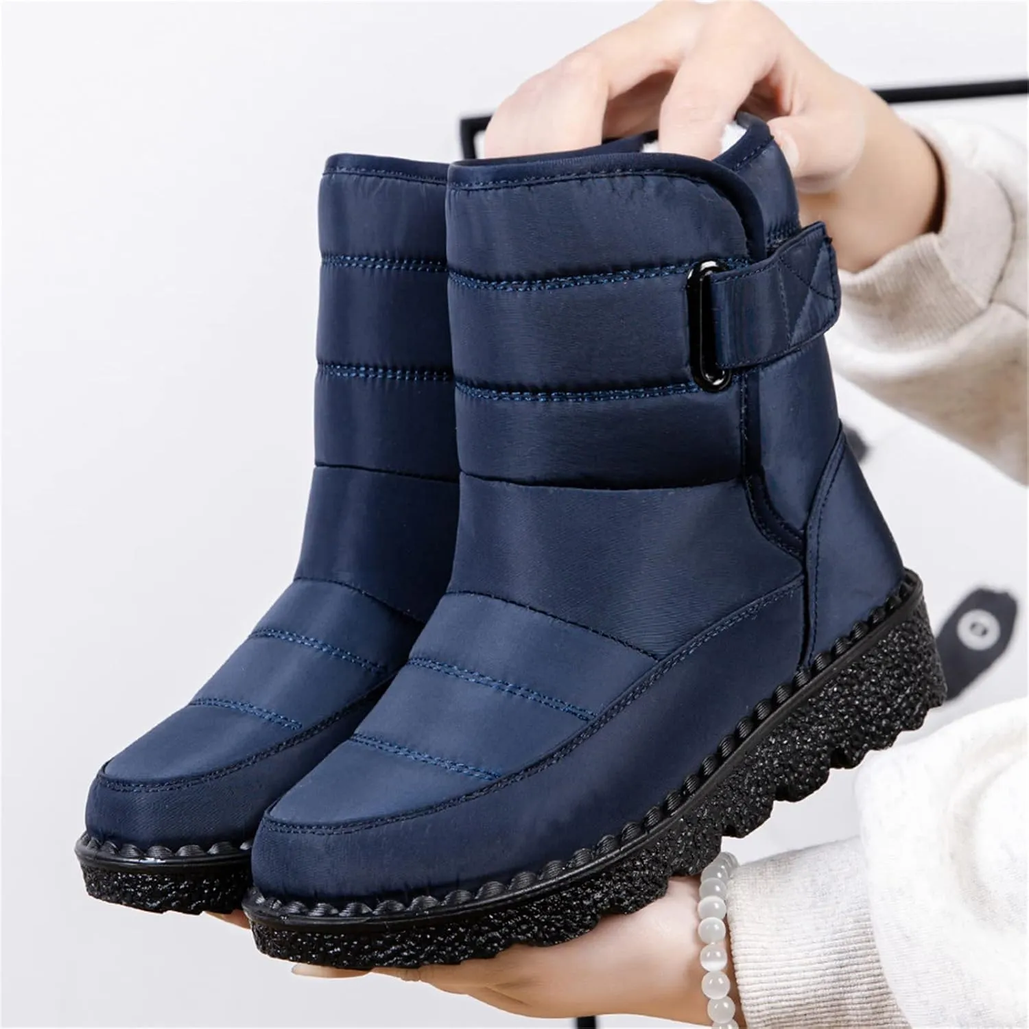 Lausiuoe Snow Boots For Women Waterproof Insulated Wide Width Winter Warm Fur Lined Ankle Booties Outdoor Walking Shoes