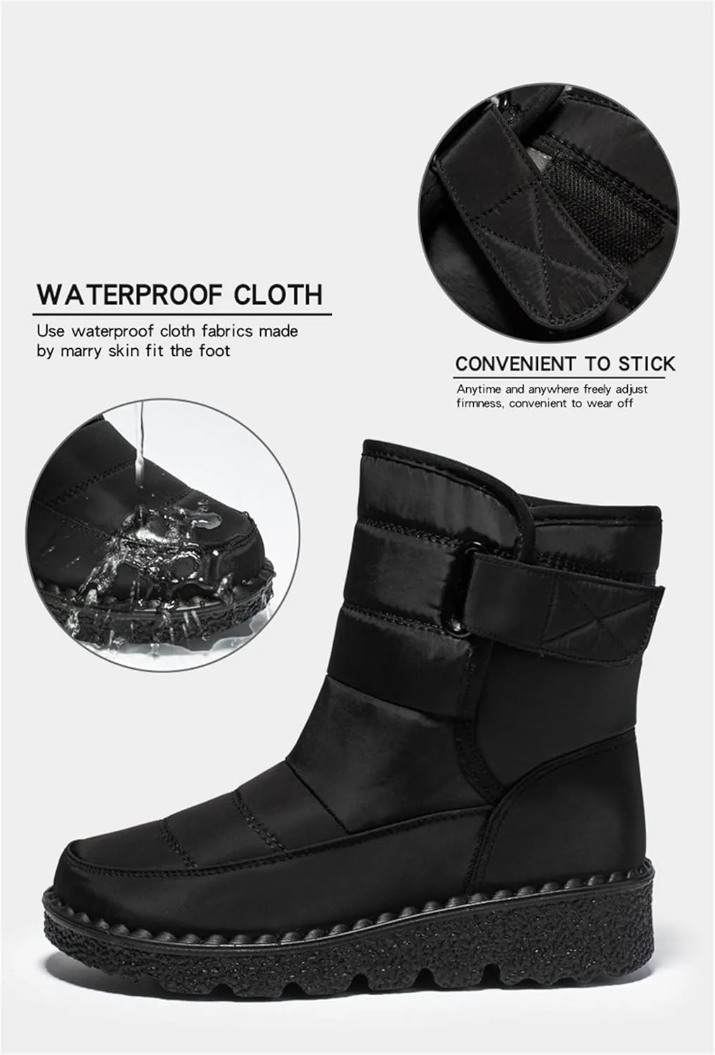 Lausiuoe Snow Boots For Women Waterproof Insulated Wide Width Winter Warm Fur Lined Ankle Booties Outdoor Walking Shoes