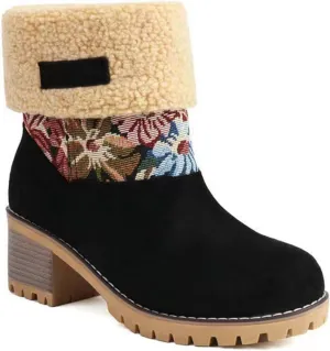 Lausiuoe Snow Boots For Women Wide Width Mid Calf Warm Winter Boots Casual Fashion Trendy Slip On Fur Lined Fuzzy Shoes