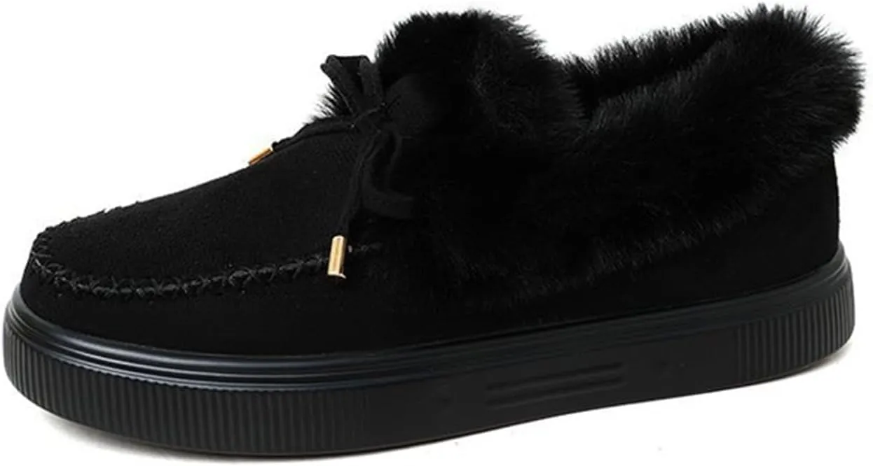Lausiuoe Snow Boots For Women Wide Width Warm Fur Lined Winter Booties Casual Fashion Trendy Comfortable Fuzzy Shoes