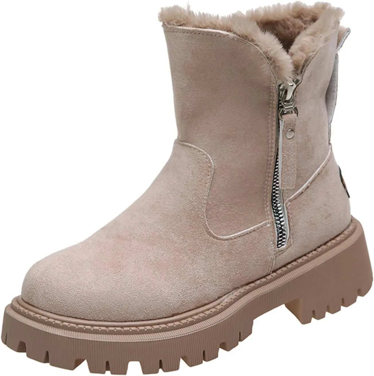 Lausiuoe Snow Boots For Women Wide Width Warm Winter Booties Casual Fashion Trendy Slip On Fur Lined Lining Fuzzy Shoes