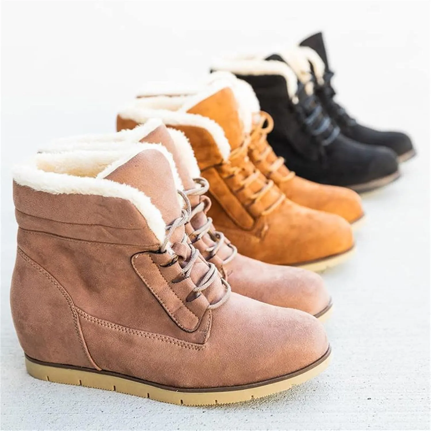 Lausiuoe Snow Boots For Women Wide Width Winter booties Fur Lined Warm Fuzzy Casual Trendy Outdoor Comfortable Shoes