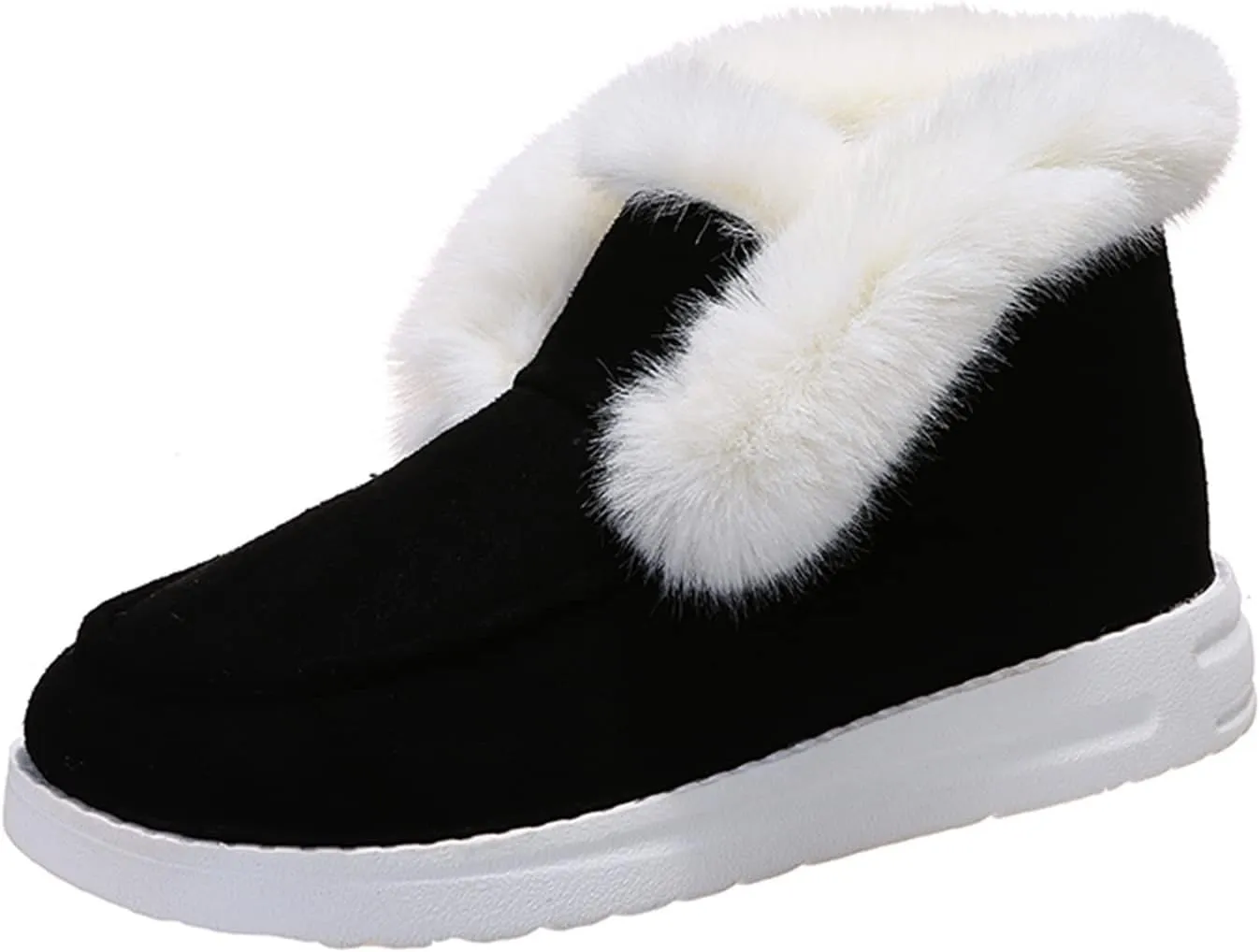 Lausiuoe Winter Boots For Women 2022 Trendy Ankle Boots Slip On Snow Fuzzy Booties Sneaker Casual Walking Shoes Loafers