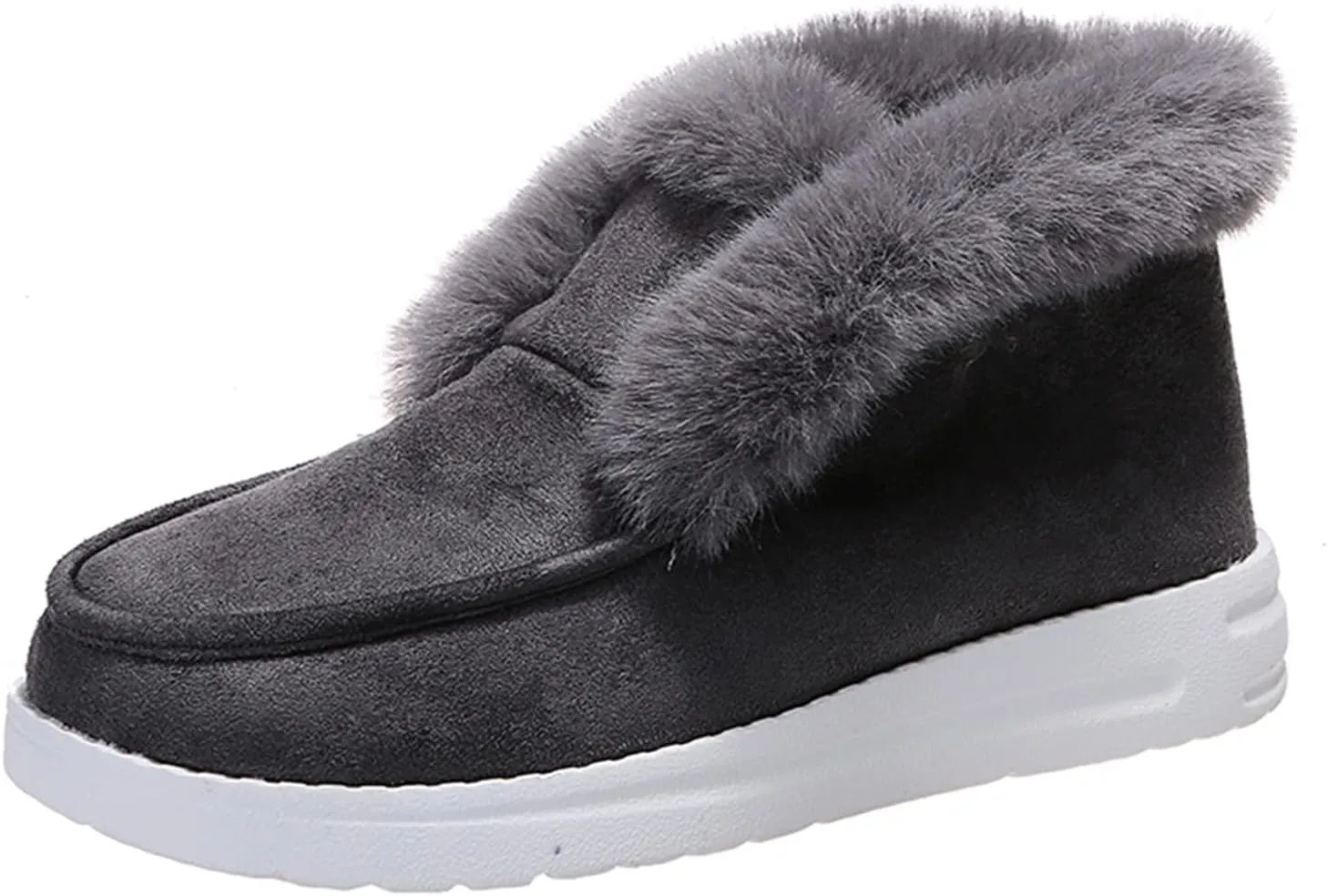 Lausiuoe Winter Boots For Women 2022 Trendy Classic Fuzzy Fur Lining Slip On Ankle Booties Warm Casual Loafers Sneakers