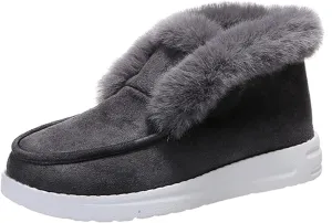 Lausiuoe Winter Boots For Women 2022 Trendy Classic Fuzzy Fur Lining Slip On Ankle Booties Warm Casual Loafers Sneakers