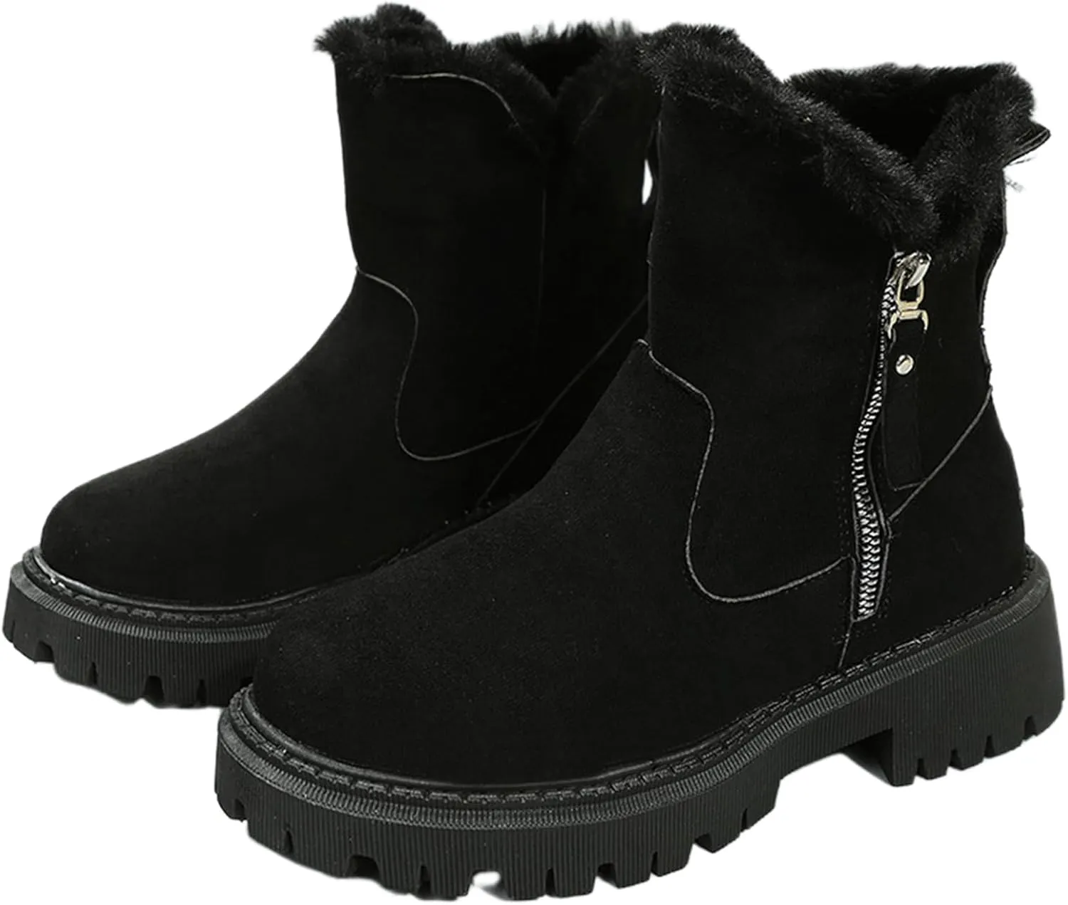 Lausiuoe Winter Dress Boots For Women 2024 Snow Boots Warm Fur Lining Comfortable Fuzzy Fashion Loafers Shoes Ankle Booties
