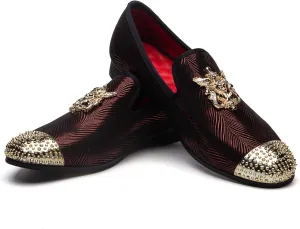 Men Genuine Leather Mens Metallic Textured Slip-on Glitter Loafers Shoes