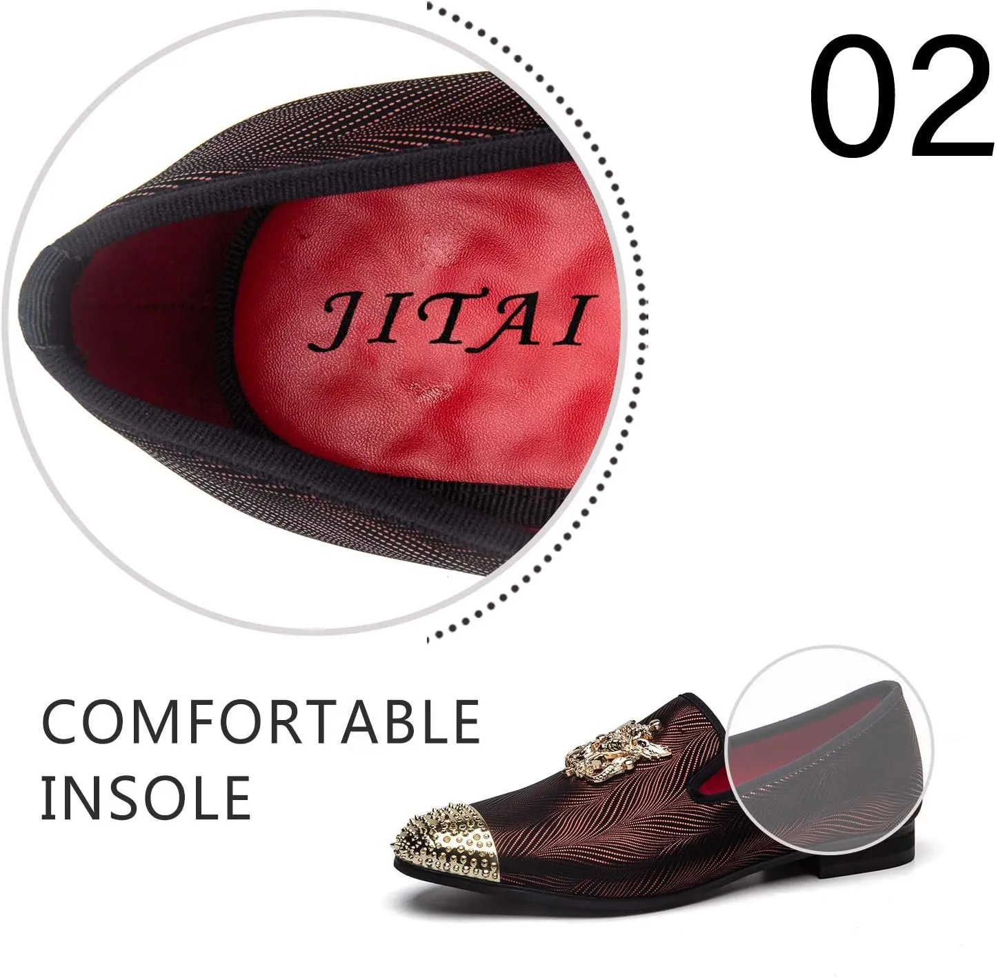 Men Genuine Leather Mens Metallic Textured Slip-on Glitter Loafers Shoes