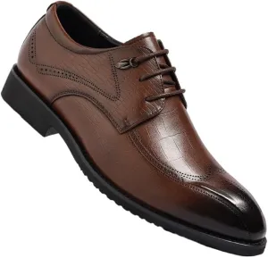 Men's Business Casual Derby Shoes - Textured Leather Upper with Flexible Outsole for Office Presentations, Client Meetings & Networking Events