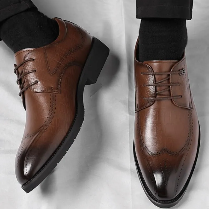 Men's Business Casual Derby Shoes - Textured Leather Upper with Flexible Outsole for Office Presentations, Client Meetings & Networking Events