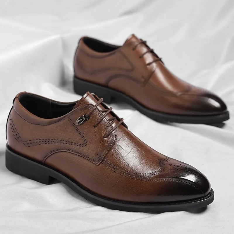 Men's Business Casual Derby Shoes - Textured Leather Upper with Flexible Outsole for Office Presentations, Client Meetings & Networking Events