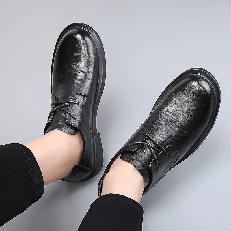 Men's Business Formal Dress Shoes Men Casual Wedding Faux Patent Derby Shoes