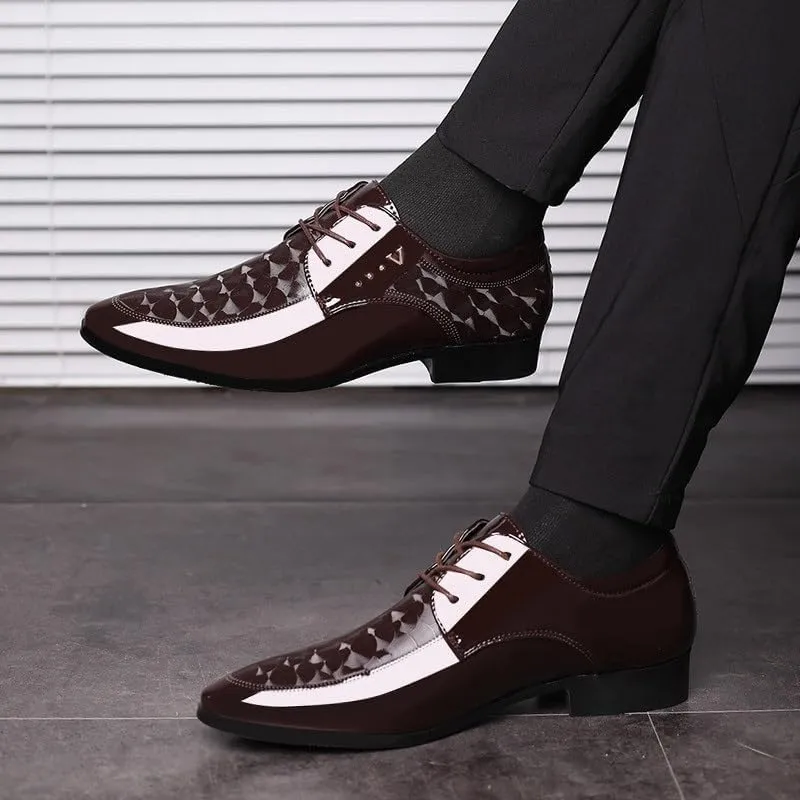 Men's Casual Business Formal Oxford Shoes Men Classic Faux Patent Wedding Dress Derby Shoe