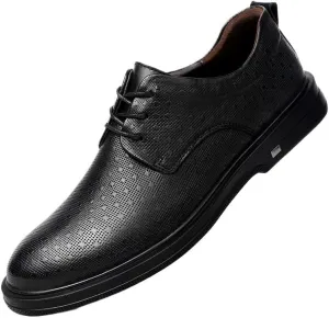 Men’s Casual Business Oxford – Breathable Lace-Up Leather Dress Shoes for Office & Walking