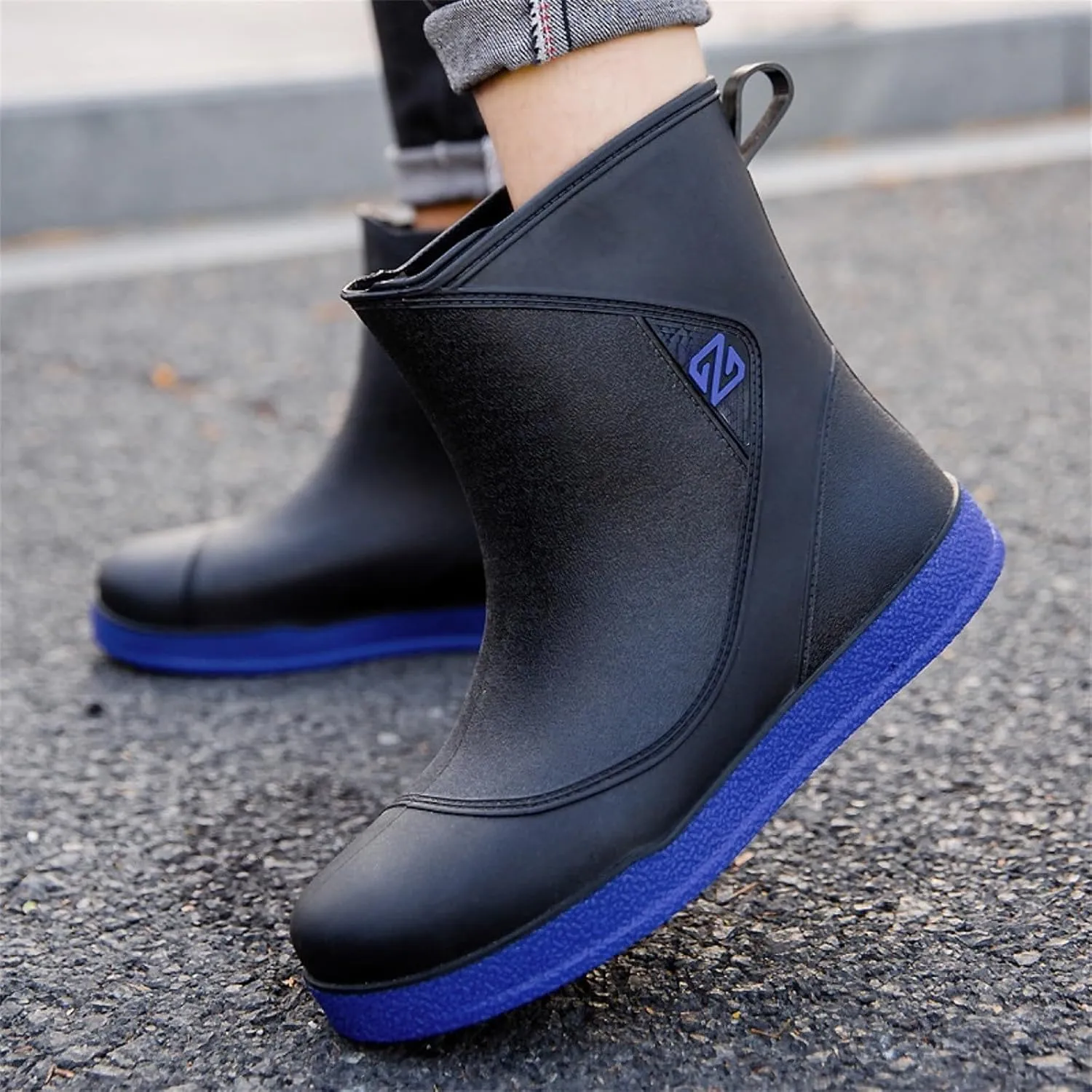 Men's Deck Waterproof Fishing Rain Anti-Slip Ankle Rubber Outdoor Work Shoes Gardening Insulated Mud Boots Footwear