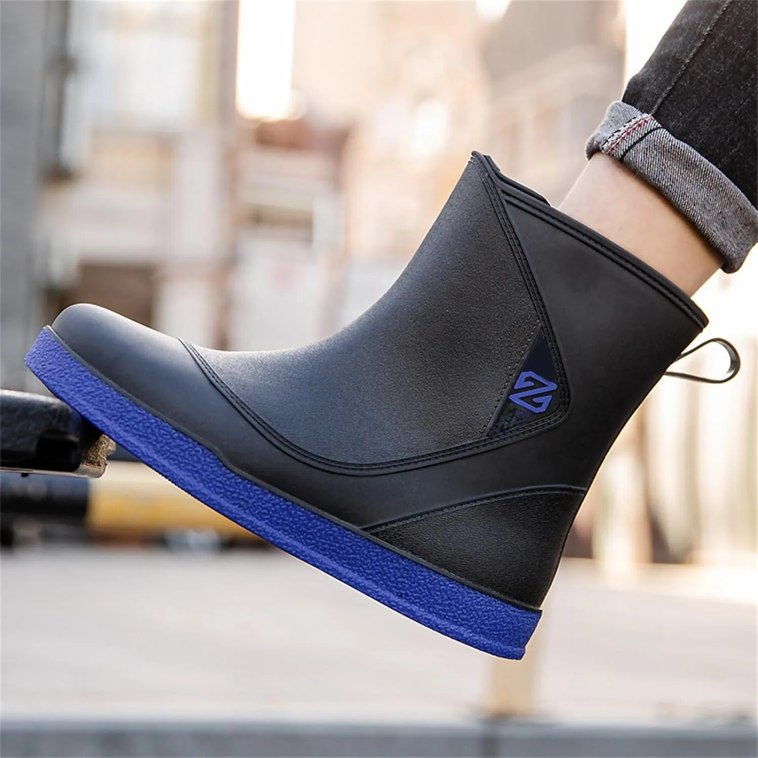 Men's Deck Waterproof Fishing Rain Anti-Slip Ankle Rubber Outdoor Work Shoes Gardening Insulated Mud Boots Footwear